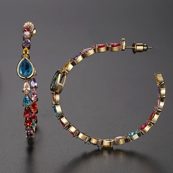 Jewelry - ‼️‼️‼️SOLD OUT Swarovski Crystals The Marguryte Colorful Hoop Earrings